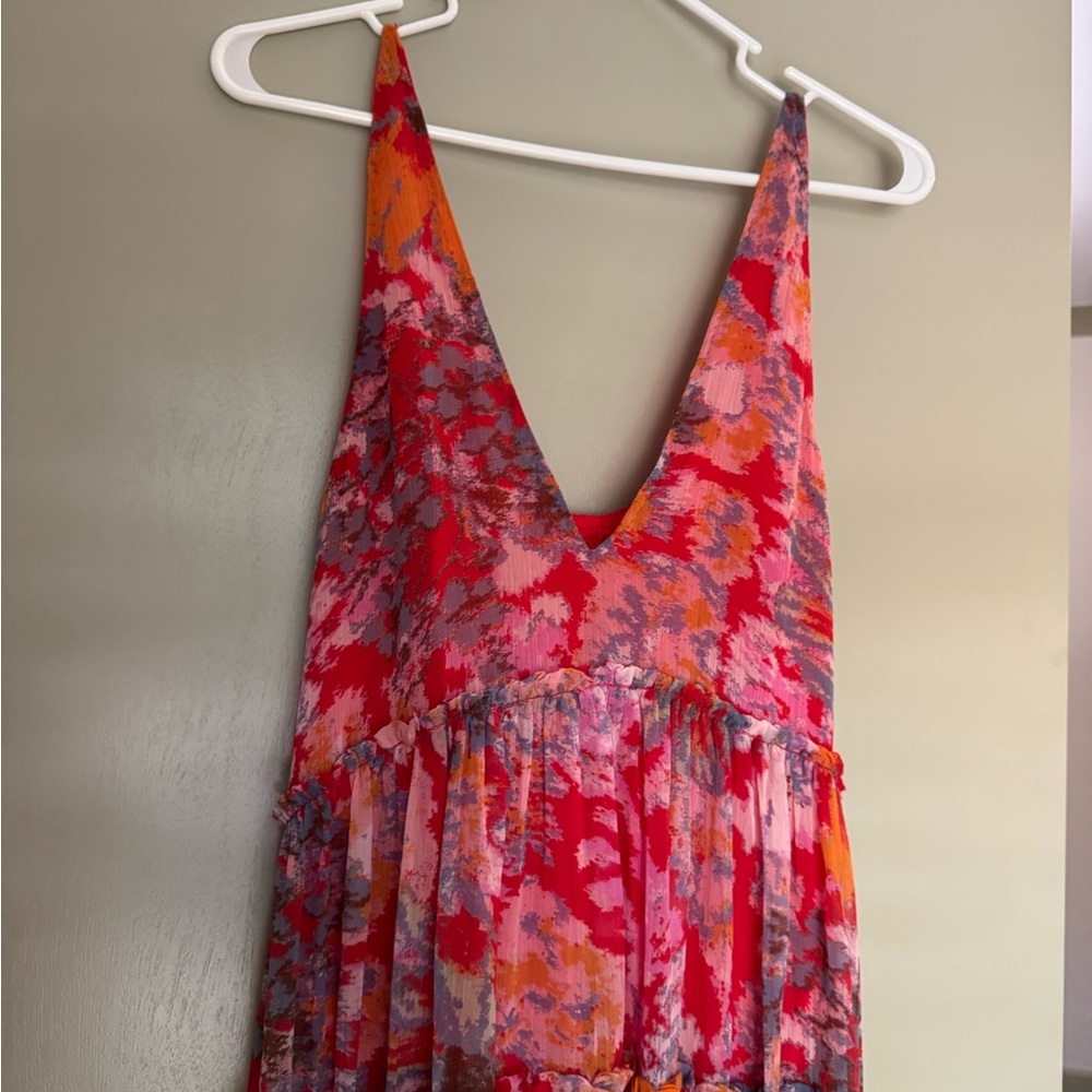 Free People Red and Multicolor Floral Dress
